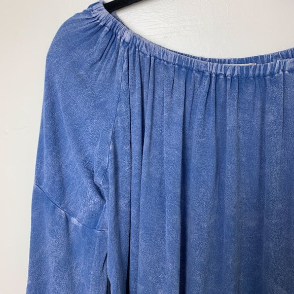 Altar'd State blue boho off the shoulder swing blouse bell split sleeve medium - Picture 2 of 7